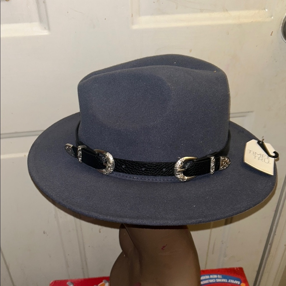Gray Fedora Hat with Black Band